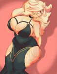 albino alexander_clambel anthro big_breasts breasts clothing dress female hollow_hip_backless_chain_dress huge_breasts lagomorph leporid mammal mature_female meme meme_clothing rabbit slightly_chubby solo thick_thighs