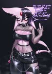 alternative_fashion anthro azuu biped breasts cleavage clothed clothing dialogue eeveelution english_text espeon eyelashes female fur generation_2_pokemon goth hi_res looking_at_viewer nintendo pink_body pink_fur pokemon pokemon_(species) solo tail text white_eyes
