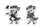  09lingjiu 2024 anthro arknights clothed clothing collar ear_piercing eyebrow_piercing facial_piercing fur grey_body grey_fur hair hi_res hyena hypergryph looking_at_object looking_at_viewer male mammal multiple_poses piercing pose solo spot_(arknights) spotted_hyena sticker studio_montagne tail 