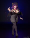  artkansolid3d breasts curvy fan_art gennonsfw hetero highres huge_breasts large_breasts long_hair mature_female nipples non-web_source purple_hair request sky thick_thighs thighs 