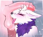  andromeda_(thatfemboyfoxandromeda) anthro ball_lick ball_sniffing balls big_penis black_nose blush bodily_fluids breasts canid canine duo eyes_closed female fox fur genital_fluids genitals hi_res human latex leaking_precum licking living_latex male male/female mammal musk open_mouth oral penile penis penis_lick precum precum_on_face prsmrti purple_body purple_fur saggy_balls saliva saliva_on_balls saliva_on_tongue saliva_string sex sniffing tongue white_body white_fur 