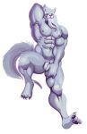  abs absurd_res anthro armpit_hair barazoku beard body_hair canid canine canis facial_hair feet hi_res hindpaw law_(sdorica) lying male mammal mature_anthro mature_male muscular muscular_anthro muscular_male mustache paws pecs pinumontbalou sdorica smile smiling_at_viewer solo solo_focus tail wolf 