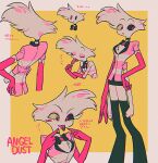 angel_dust anthro arachnid arthropod character_name clothed clothing demon enaic31 food hazbin_hotel hi_res japanese_text licking_popsicle male multiple_poses popsicle pose rear_view solo spider text translation_request