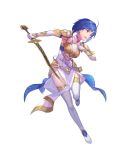  1girl ahoge arm_guards armor bangs belt blue_eyes blue_hair boots breastplate catria_(fire_emblem) clenched_hand dress elbow_gloves fire_emblem fire_emblem:_mystery_of_the_emblem fire_emblem_echoes:_shadows_of_valentia fire_emblem_heroes full_body gloves headband highres holding holding_sword holding_weapon kakage looking_away official_art open_mouth sheath shiny shiny_hair short_hair shoulder_pads sleeveless sleeveless_dress solo sword thigh_boots thighhighs transparent_background weapon white_dress white_footwear white_gloves zettai_ryouiki 