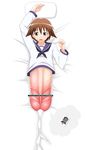  bed brown_hair censored cum ejaculation highres miyafuji_yoshika penis penis_body pointless_censoring school_uniform short_hair strike_witches tears what 