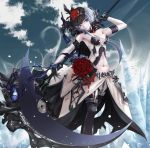  armor bikini_armor cleavage nekobell sinoalice stockings thighhighs torn_clothes weapon 