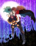  1boy 1girl botan_(yuu_yuu_hakusho) commentary_request dress halloween hat highres kurama long_hair looking_at_viewer nagisa-a open_mouth red_hair thighhighs yuu_yuu_hakusho 