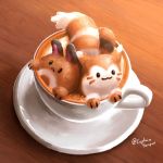  1:1 2019 beverage brown_body brown_fur captainhanyuu coffee duo fur furret hi_res nintendo pok&eacute;mon pok&eacute;mon_(species) sentret video_games 