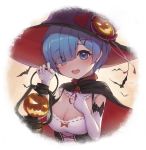  breast_hold cleavage halloween lunia_(artist) re_zero_kara_hajimeru_isekai_seikatsu rem_(re_zero) witch 