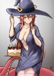  1girl arm_up artist_name bangs birthday birthday_cake blush breasts cake candle cape cleavage closed_mouth collarbone commentary dish dress english_commentary eyebrows_visible_through_hair finalcake food gradient gradient_background hair_between_eyes halloween halloween_costume hat holding_cake lamia large_breasts long_hair looking_at_viewer md5_mismatch miia_(monster_musume) monster_girl monster_musume_no_iru_nichijou navel no_bra pointy_ears red_hair scales simple_background sketch smile solo tail very_long_hair wide_sleeves witch_costume witch_hat yellow_eyes 