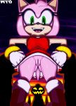  2019 absurd_res accessory alternate_version_at_source amy_rose boots clothing eulipotyphlan female footwear gloves halloween handwear hedgehog hi_res holidays looking_at_viewer mammal marthedog pussy sharp_teeth smile solo sonic_(series) teeth upskirt 