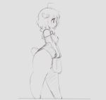  2019 2d_animation animated anthro barefoot biped bovid caprine chelsi clothed clothing digital_media_(artwork) eyelashes female floppy_ears hair holding_object horn mammal monochrome one-piece_swimsuit scorci sheep short_hair short_tail side_view simple_background sketch solo swimwear thick_thighs walking white_background 