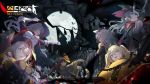  6+girls alternate_costume artist_name awkward bandages bangs bare_tree bat black_hair blue_eyes blurry_foreground blush braid breasts brown_eyes brown_hair building cape demon_horns dual_wielding eyebrows_visible_through_hair floating_hair full_moon girls_frontline grey_hair half_mask halloween_costume hat highres holding horns jacket jiangshi ksvk_(girls_frontline) large_breasts light_particles long_hair looking_at_viewer m870_(girls_frontline) mg3_(girls_frontline) model_l_(girls_frontline) moon multiple_girls off_shoulder official_art ofuda open_mouth outstretched_arms pumpkin_costume qbu-88_(girls_frontline) sidelocks sky smile star_(sky) starry_sky sweatdrop tree type_97_shotgun_(girls_frontline) very_long_hair wallpaper wide_sleeves zombie_pose 