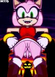  2019 absurd_res accessory alternate_version_at_source amy_rose boots clothing eulipotyphlan female footwear gloves halloween handwear hedgehog hi_res holidays looking_at_viewer mammal marthedog pussy sharp_teeth smile solo sonic_(series) teeth upskirt 