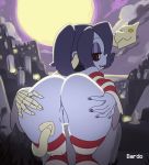  2019 2d_animation 5_fingers ambiguous_gender animated anus bard-bot big_butt blue_hair butt duo female female_focus feral fingers full_moon graveyard hair hi_res humanoid leviathan_(skullgirls) looking_back moon night not_furry_focus pussy rear_view red_eyes sewn_mouth skullgirls solo_focus spread_anus spread_pussy spreading squigly undead video_games zombie 