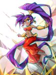  2019 absurd_res blue_eyes breasts clothing dark_skin ear_piercing female footwear genie hair hi_res humanoid humanoid_pointy_ears long_hair nikoyosan not_furry piercing ponytail purple_hair shantae shantae_(series) signature smile solo video_games wayforward 