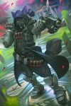  2019 anthro belt blackfang blizzard_entertainment canid canine canis claws clothing cosplay crossover dual_wielding fangs gun handgun holding_object holding_pistol holding_weapon hoodie looking_at_viewer male mammal miles_df outside overwatch pistol plantigrade ranged_weapon reaper_(overwatch) scenery smoke solo standing topwear video_games weapon wolf 