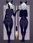  2019 absurd_res anthro big_breasts black_body black_fur breasts cervid dark_fur envy(aurasai) fangs female fur hair hi_res mammal moschid nipples nude pussy simple_background solo spots spotted_body spotted_fur valchyna white_hair yellow_eyes 