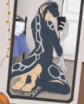  2019 anthro bed bedroom breasts claws cobra female furniture looking_at_viewer mirror paws phone reptile scales scalie selfie side_boob snake solo voregence 