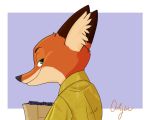  blueberry_(fruit) canid canine clothing disney food fox fruit fur green_clothing green_eyes green_shirt green_topwear invalid_tag mammal nick_wilde ocerydia plant red_body red_fox red_fur shirt sly smile smirk topwear zootopia 