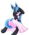  2019 ambiguous_gender anthro blue_body blue_fur blush canid canine fur hi_res lucario mammal netiel nintendo pok&eacute;mon pok&eacute;mon_(species) red_eyes simple_background video_games white_background 