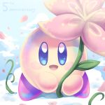  alien ambiguous_gender blue_eyes cloud day flower kirby kirby_(series) nintendo open_mouth open_smile plant smile solo stardust-dreamii video_games waddling_head 