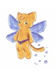  2008 bubble chest_tuft fairy felid feline looking_at_viewer male mammal navel rousefox solo traditional_media_(artwork) tuft wings young 