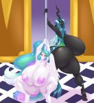  2019 absurd_res anthro arthropod big_breasts blues64 blush breasts butt canterlot changeling duo equid female friendship_is_magic hi_res horn huge_breasts hyper hyper_breasts looking_at_viewer mammal marauder6272 my_little_pony princess_celestia_(mlp) pussy queen_chrysalis_(mlp) winged_unicorn wings 