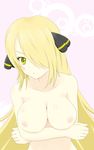  bad_id bad_pixiv_id blonde_hair blush breasts green_eyes hair_ornament hair_over_one_eye large_breasts long_hair nipples nude pokemon pokemon_(game) pokemon_dppt shirona_(pokemon) solo upper_body yuzuha_(hm-a06) 