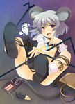  absurdres animal_ears basket breasts cheese food grey_hair highres jewelry mouse mouse_ears mouse_tail mousetrap nazrin nipples no_bra no_panties pendant pussy pussy_juice red_eyes shirt_lift short_hair small_breasts solo tail tororo touhou 
