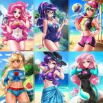  alternate_species applejack_(mlp) big_breasts breasts clothed clothing female fluttershy_(mlp) friendship_is_magic human human_only humanized looking_at_viewer mammal multiple_images my_little_pony not_furry pinkie_pie_(mlp) rainbow_dash_(mlp) rarity_(mlp) solo swimsuit twilight_sparkle_(mlp) 