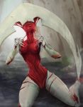  2015 breasts clitoris elesh_norn eyeless female hi_res humanoid magic_the_gathering monstrous_humanoid nipples not_furry open_mouth phyrexian pussy sitting skinless solo teeth tinyfaceart 