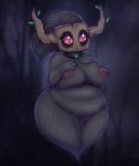  2019 belly black_body black_hair breasts cheezayballz eyelashes featureless_hands female ghost hair hi_res looking_at_viewer nintendo nipples not_furry overweight overweight_female phantump pok&eacute;mon pok&eacute;mon_(species) pok&eacute;morph signature solo spirit video_games wide_hips wood 