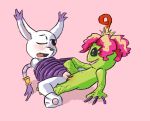  digimon digimon_(species) digital_media_(artwork) duo ear_tuft female female/female floaff forced fur gatomon hi_res one_eye_closed open_mouth palmon pussy rape restrained sex simple_background spread_legs spreading tail_tuft tribadism tuft vaginal 