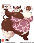  2019 alpha_channel anthro belly big_belly big_breasts big_butt biped bottle bovid bovine breasts brown_hair butt cattle clothed clothing curvy_figure digital_media_(artwork) dishes english_text female hair horn huge_breasts huge_butt hyper hyper_butt mammal multicolored_hair nekocrispy obese obese_female open_mouth open_smile overweight overweight_female pink_hair smile solo text thick_thighs two_tone_hair voluptuous wide_hips 