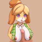  1:1 2019 animal_crossing areola big_breasts bodily_fluids breasts canid canine canis disembodied_penis domestic_dog erection faceless_male female female_focus female_on_human fingers first_person_view fur hi_res human isabelle_(animal_crossing) male mammal miklia nintendo nipples open_mouth penetration penis shih_tzu solo_focus tongue tongue_out toy_dog video_games yellow_body yellow_fur 