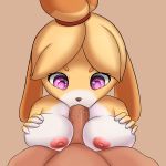  1:1 2019 animal_crossing areola big_breasts bodily_fluids breasts canid canine canis disembodied_penis domestic_dog duo erection faceless_male fellatio female female_focus female_on_human fingers first_person_view fur hi_res human isabelle_(animal_crossing) male male/female mammal miklia nintendo nipples open_mouth oral oral_penetration penetration penile penis sex shih_tzu solo_focus sucking titfuck toy_dog video_games yellow_body yellow_fur 
