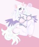  2019 anthro blue_eyes breasts female hair hi_res horn slightly_chubby solo white_hair woofmaple ych_(character) 