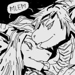  1:1 ambiguous_gender dragon drawain duo face_lick hair hi_res horn licking scalie sketch tongue tongue_out 