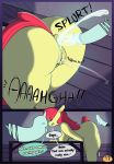  2016 absurd_res ambiguous_gender anal anthro anus apple_bloom_(mlp) bent_over bodily_fluids border breasts butt comic cum cum_in_ass cum_inside dialogue digital_media_(artwork) disembodied_penis duo earth_pony ejaculation english_text equid equine eyes_closed female friendship_is_magic fur furniture genital_fluids ghost hair halloween hi_res holidays horse male mammal my_little_pony nude orgasm penis pony purple_border pussy pussy_ejaculation pussy_juice red_hair side_boob somescrub speech_bubble spirit table text yellow_body yellow_fur 