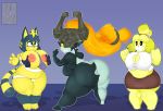  absurd_res animal_crossing ankha_(animal_crossing) anthro beckoning belly belly_overhang big_belly big_breasts big_butt bottomwear breast_grab breast_squeeze breasts butt canid canine canis chubby_female clothed clothing disembodied_penis domestic_cat domestic_dog dress_shirt felid feline felis female gesture group hair_hand hand_on_breast hi_res huge_breasts huge_butt huge_thighs humanoid ineffective_clothing isabelle_(animal_crossing) leaning leaning_forward looking_up male male/female mammal midna midriff mklancer00 mostly_nude mummy_wrap navel nintendo nipple_outline nipples nude open_shirt overweight overweight_female penis prehensile_hair questionable_consent sex shirt short_stack skimpy skirt slightly_chubby squish standing straining_buttons the_legend_of_zelda thick_thighs thigh_squish tight_clothing titfuck topwear twili twilight_princess video_games wide_hips 