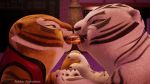  16:9 3d_(artwork) ambiguous_gender anthro digital_media_(artwork) doughnut dreamworks duo felid food hi_res kung_fu_panda mammal master_tigress pantherine rubber_(artist) tao_(rubber) tiger 