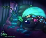  areola arthropod belly big_belly big_breasts big_butt breasts butt changeling cutie_mark dialogue english_text eyeshadow friendship_is_magic glowing glowing_belly green_eyes green_eyeshadow horn huge_breasts hyper hyper_breasts looking_back makeup my_little_pony nipples omny87 overweight pregnant queen_chrysalis_(mlp) text thick_thighs vore 