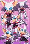  2019 absurd_res anthro armwear boots breasts chiropteran clothing elbow_gloves eyeshadow female footwear fur gloves green_eyes handwear hi_res lipstick makeup mammal membrane_(anatomy) membranous_wings rouge_outfit rouge_the_bat signature sonic_(series) sonicaimblu19 video_games wings 