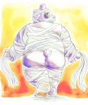  2019 absurd_res anthro butt giant_panda hi_res humanoid_hands inushishigami mammal mouse_sully mummy_costume overweight solo ursid 