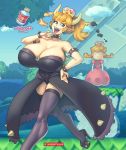  alternate_species animal_humanoid big_breasts bowser bowsette_meme breast_expansion breasts breath_powers cleavage clothed clothing crossgender crown ear_piercing ear_ring fire fire_breathing footwear high_heels horn huge_breasts human humanoid humanoidized laugh legwear mammal mario_bros nintendo nipple_outline open_mouth panties piercing princess_peach scalie shoes super_crown supersatanson thigh_highs underwear video_games 