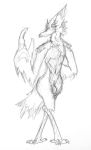  2019 anthro avian balls beak bird breath_of_the_wild charbold graphite_(artwork) hi_res male monochrome nintendo nude pencil_(artwork) penis rito simple_background sketch solo the_legend_of_zelda traditional_media_(artwork) video_games white_background 