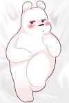  anthro blush cartoon_network dakimakura_design fur hi_res ice_bear kumallow looking_at_viewer lying male mammal on_back polar_bear ursid ursine we_bare_bears white_body white_fur 