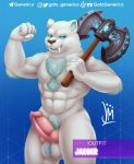  2019 abs absurd_res animal_genitalia animal_penis anthro balls barazoku big_balls big_male canine_penis clothed clothing crystal digital_media_(artwork) epic_games felid feline fortnite fur gatogenerico hairy halfbody hi_res looking_at_viewer male mammal muscular muscular_male nude pecs penis simple_background smile solo standing video_games white_body white_fur 