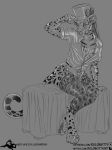  anthro biped clothing felid female hat headgear headwear legwear leopard mammal pantherine paws salonkitty sitting solo stockings top_hat 